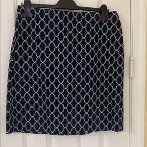 Ann Taylor Factory Navy and White Geometric Pencil Skirt